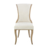 Set of 2 Updated Rustic White Linen Wood Frame Dining Chairs