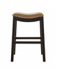 25" Espresso and Carmel Saddle Style Counter Height Bar Stool