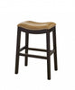 25" Espresso and Carmel Saddle Style Counter Height Bar Stool