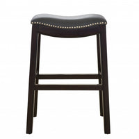25" Espresso and Gray Saddle Style Counter Height Bar Stool