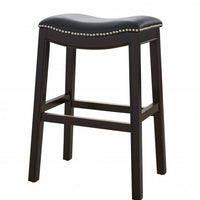 25" Espresso and Black Saddle Style Counter Height Bar Stool
