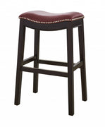 30" Espresso and Red Saddle Style Counter Height Bar Stool