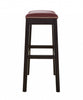 30" Espresso and Red Saddle Style Counter Height Bar Stool