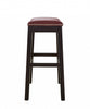 25" Espresso and Red Saddle Style Counter Height Bar Stool