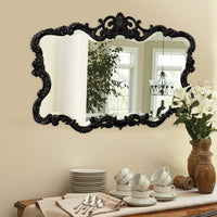 Ornate Black Lacquer Finish Polyurethane Frame Mirror