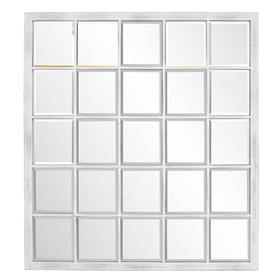 Rectangular White Finish Metal Tile Frame Mirror