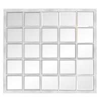 Rectangular White Finish Metal Tile Frame Mirror