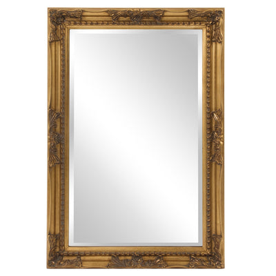 Rectangular Antique Gold Finish Wood Frame Mirror