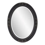 Oval Shaped Antique Black Finish Wood Frame Mirror