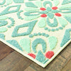 6' x 9' Ivory Blue Global Geo Tile Indoor Outdoor Runner Rug