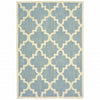 6' x 9' Blue Ivory Machine Woven Geometric Indoor or Outdoor Area Rug