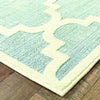 6' x 9' Blue Ivory Machine Woven Geometric Indoor or Outdoor Area Rug