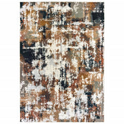 3' x 6' Ivory Gray Abstract Sectors Indoor Area Rug