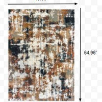 3' x 6' Ivory Gray Abstract Sectors Indoor Area Rug