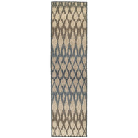 7' Ivory Gray Light to Dark Geometric Indoor Runner Area Rug