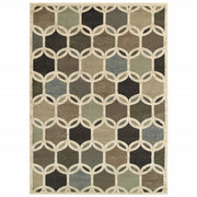 6' x 9' Ivory Gray Woven Geometric Circles Indoor Area Rug