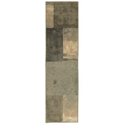 7' Brown and Gray Abstract Marble Squares Indoor Runner Rug