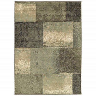 9' x 12' Brown and Gray Abstract Marble Squares Indoor Area Rug