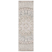 7' Ivory Grey Distressed Oversize Medallion Indoor Runner Rug