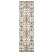 7' Ivory Gray Abstract Ikat Indoor Runner Rug