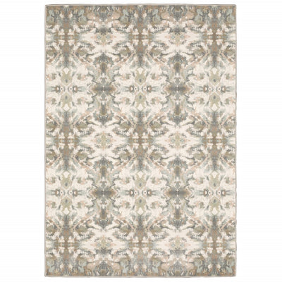 5' x 8' Ivory Gray Abstract Ikat Indoor Area Rug