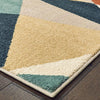 2' x 3' Blue Green Beige Retro Wedge Indoor Area Rug