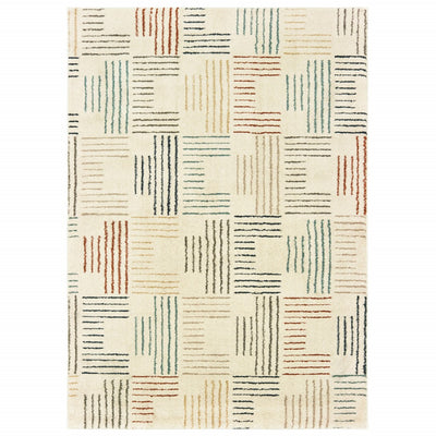 9' x 12' Ivory Multi Neutral Tone Scratch Indoor Area Rug
