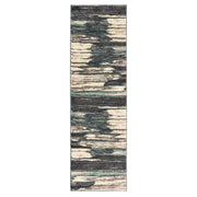 8' Ivory Blue Gray Abstract Layers Indoor Runner Rug
