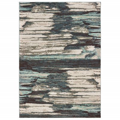 6' x 9' Ivory Blue Gray Abstract Layers Indoor Area Rug