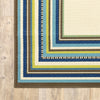 3' x 5' Ivory Mediterranean Blue and Lime Border Indoor Outdoor Area Rug