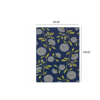 7' x 10' Indigo and Lime Green Floral Indoor Outdoor Area Rug