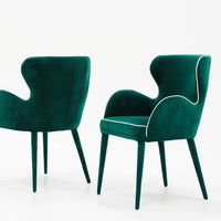 Modern Green Velvet with White Dining or Side Chair