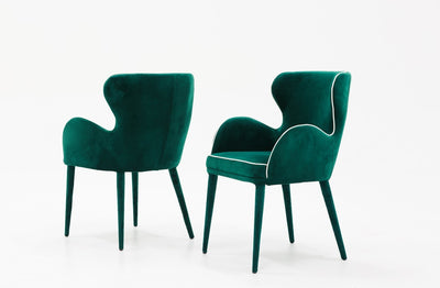 Modern Green Velvet with White Dining or Side Chair