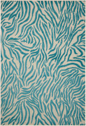 5' x 7' Aqua Abstract Indoor Outdoor Area Rug