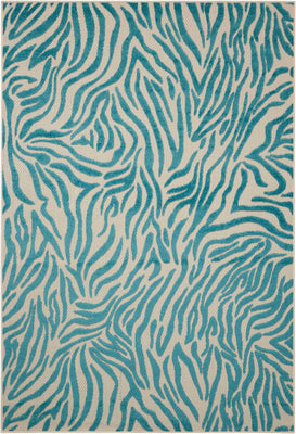 8' x 11' Aqua Abstract Indoor Outdoor Area Rug