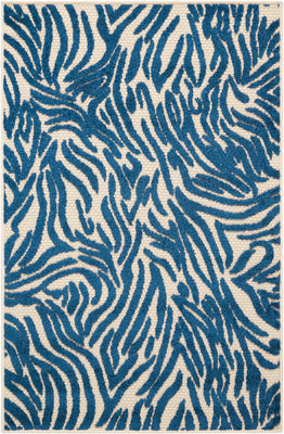 3' x 4' Tropical Blue Abstract Indoor Outdoor Area Rug