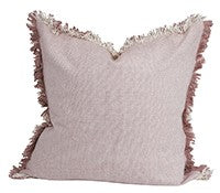 Set of 2 Light Pink Solid Decorative Pillows with Fringe