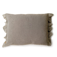 Set of 2 Khaki Tiny Check with Ruffle Lumbar Accent Pillows