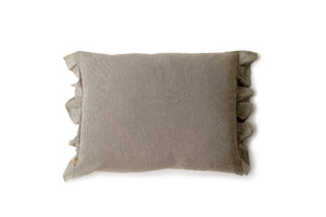 Set of 2 Khaki Tiny Check with Ruffle Lumbar Accent Pillows