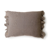 Set of 2 Brown Tiny Check with Ruffle Lumbar Accent Pillows