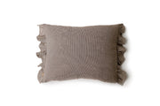 Set of 2 Brown Tiny Check with Ruffle Lumbar Accent Pillows