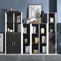 Versatile Six Shelf White and Gray Cubby Bookshelf