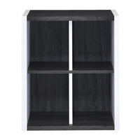 Versatile Four Shelf White and Gray Cubby Bookshelf