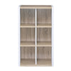Versatile Six Shelf White and Natural Cubby Bookshelf