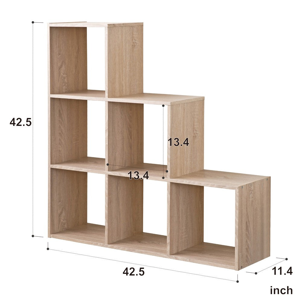 Graduated Step Natural 6 Cube Shelving Unit