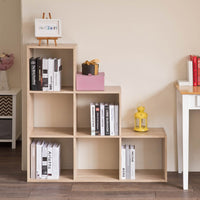 Graduated Step Natural 6 Cube Shelving Unit