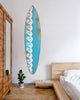 Distressed and Rustic Aqua Waves Surfboard Wood Panel Wall Art