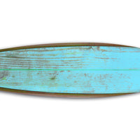 Distressed and Rustic Aqua Surfboard Wood Panel Wall Art
