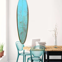 Distressed and Rustic Aqua Surfboard Wood Panel Wall Art