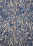 8’ x 11’ Navy Zebra Pattern Indoor Outdoor Area Rug